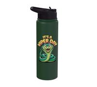 Vibrant Happy Serpent Fun Bright Jungle Pit Snake Viper Stainless Steel Insulated Water Bottle