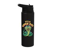 Vibrant Happy Serpent Fun Bright Jungle Pit Snake Viper Stainless Steel Insulated Water Bottle