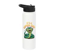 Vibrant Happy Serpent Fun Bright Jungle Pit Snake Viper Stainless Steel Insulated Water Bottle