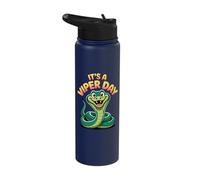Vibrant Happy Serpent Fun Bright Jungle Pit Snake Viper Stainless Steel Insulated Water Bottle