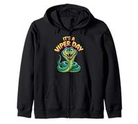 Vibrant Happy Serpent Fun Bright Jungle Pit Snake Viper Zip Hoodie