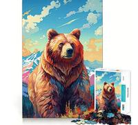 Vibrant Highland Bear Jigsaw for Teenagers 1000 Pieces Mind Boost Fun Clean Cut Sturdy Components Heartwarming Gathering Activity (38x26cm)