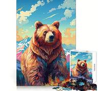 Vibrant Highland Bear Jigsaw Puzzle 1000 Piece for Adults Cognitive Workout Casual Enjoyment No Rough Edges Memorable Gift (38x26cm)