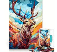 Vibrant Highland Deer Jigsaw Puzzles 1000 Mental Focus Game Precision Cut Smooth Edges Meaningful Connection Building Game (38x52cm)