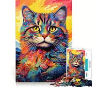 Vibrant Highland Kitty Jigsaws for Adults1000 Pieces Brain Memory Game Fine Cut Premium Finishing Engaging Way to Pass Free Hours (38x52cm)