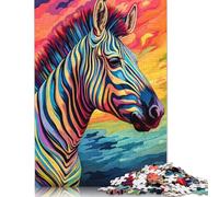 Vibrant Highland Zebra 1000 Piece Puzzles For Adults Creative Rectangular Puzzle Paper Puzzle Puzzle Jigsaw Gift for Friends Family 38x26cm/1000pcs