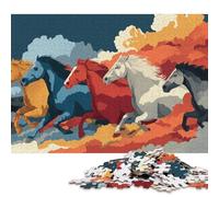 Vibrant Horse Gallop 1000 Pieces Wooden Puzzles for Adults Jigsaw Puzzles Educational Game Challenge Toy 1000pcs (75x50cm)
