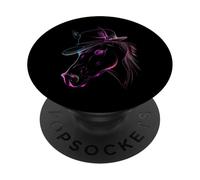 Vibrant Horse Head Fedora Hat Outline Art PopSockets Adhesive PopGrip