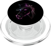Vibrant Horse Head Fedora Hat Outline Art PopSockets PopGrip for MagSafe