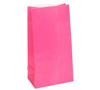 Vibrant Hot Pink Paper Party Bags (25cm x 13cm) 12 Count - Perfect for Celebrations and Events