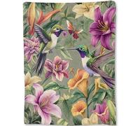 Vibrant Hummingbird Blanket - Lily Floral Tranquil Fleece Throw Gifts for Adult