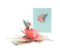Vibrant Hummingbird & for Lotus Design Pop-up 3D Greeting Card with Envelope, Perfect for Anniversaries, Special Celebration, Teacher Appreciation (1 x set)