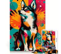 Vibrant Husky Pop Art Jigsaw Puzzles for Teenagers 1000 Smart Training Happy Idle Time Flawless Cut Joyful Xmas (50x75cm)