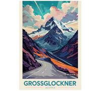 Vibrant Illustration Of Grossglockner Mountain In Austria - Retro Europe Travel Poster A4 Size Vintage Wall Art Print of Famous European Destinations Ideal for Home or Office Decor