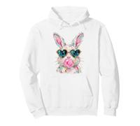 Vibrant Impasto Bunny Heart Sunglasses Bubblegum Pullover Hoodie