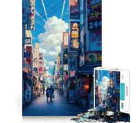 Vibrant Japanese Street Scene Jigsaws for Adults1000 Pieces Brain Memory Game Fine Cut Premium Finishing Engaging Way to Pass Free Hours (50x75cm)