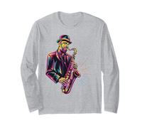 Vibrant Jazz Saxophone Player Design Long Sleeve T-Shirt