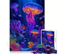 Vibrant Jellyfish And Coral Reef Scene 1000 Piece Jigsaw Puzzle for Adults Strategic Think Mind Calming Fun Precise Fit (38x26cm)
