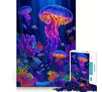 Vibrant Jellyfish And Coral Reef Scene 1000 Piece Puzzle For Adults Mind Skill Play Laser Cut for Flawless Fit Rewarding Activity for Rainy Days (50x75cm)