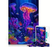 Vibrant Jellyfish And Coral Reef Scene Jigsaw Puzzle1000 Pieces Mind Train Fun Clean Cut Sturdy Components Captivating Leisure for Cozy Indoors (38x52cm)