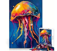 Vibrant Jellyfish Art Jigsaw Puzzles 1000 Pieces Cognitive Skill Gentle Pastime Solid Lock Unique Xmas Gift (50x75cm)