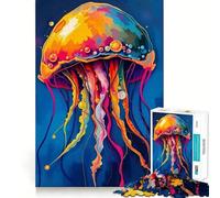 Vibrant Jellyfish Art Jigsaws for Adults1000 Pieces Brain Memory Game Fine Cut Premium Finishing Engaging Way to Pass Free Hours (38x26cm)