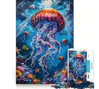 Vibrant Jellyfish Underwater 1000 Piece Jigsaws Creative Skill Toy Tight Lock No Loose Pieces Bonding Activity for Loved Ones (38x52cm)