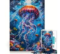 Vibrant Jellyfish Underwater 1000 Piece Teenager Puzzles Brain Boosting Play Tight Interlock No Gaps Relaxing Indoor Group Activity (38x26cm)