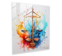 Vibrant Justice Glass Print - Law, Watercolor, Wall Decoration, Glass Wall Art, 12" x 12"
