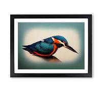 Vibrant Kingfisher Bird Framed Print | A4 Black Framed Wall Art | Ready to Hang | Modern Nature Picture | Living Room Bedroom Lounge Office