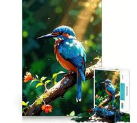 Vibrant Kingfisher on Branch Painting 1000-piece Puzzle for Teenagers Mind Skill Fun Uniform Size Precise Pieces Relaxing Indoor Group Activity (50x75cm)