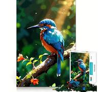Vibrant Kingfisher on Branch Painting Jigsaw Puzzle 1000 Think Boost Game Tight Lock No Loose Pieces Interactive Brain Challenge for Home (38x26cm)