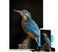 Vibrant Kingfisher Portrait on Branch Jigsaw 1000 Pieces Memory Skill Fun Smooth Edge Perfect Interlock Fun-filled Way to Fill Empty Hours (38x26cm)