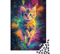 Vibrant Kitty in Space 1000-Piece Puzzle for Adults, 52x38cm/1000pcs, for Quiet Downtime Without A Screen; Low-dust Pieces for A Tidier Table