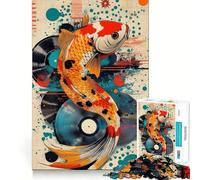 Vibrant Koi Fish Pop Art Adults 1000 Piece Jigsaw Puzzle Memory Fun Game Clean Cut Sturdy Components Unique Gift for Stress Relief (50x75cm)