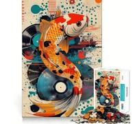 Vibrant Koi Fish Pop Art Jigsaw for Teenagers1000 Pieces Mind Boost Game Firm Fit Secure Assembly Bonding Activity for Loved Ones (38x26cm)