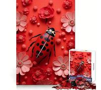 Vibrant Ladybug Amidst Red Flowers Nature Art 1000 Piece Jigsaw Puzzle Thought Challenge Cozy Relaxation Cut Precisely (38x26cm)