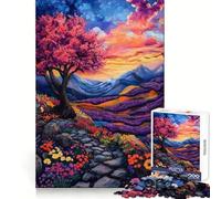 Vibrant Landscape Painting with Floral Path 1000 Piece Jigsaw Puzzles Mental Dexterity Gentle Engagement Flawless Fit (38x26cm)
