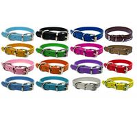Vibrant Leather Dog Collar for Puppy, Cat, Kitten, Dogs - For Small, Medium & Large Pet Collars (Large (36cm - 46cm Neck), Hot Pink)