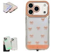 Vibrant LED Bowknot Phone Case for iPhone 17/16/15/14/13/12/11 Plus Pro Max, 2026 Luminous Bowknot Style Phone Case, Cute Glow for Women (Orange,for iPhone17Pro max)