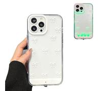 Vibrant LED Bowknot Phone Case for iPhone 17/16/15/14/13/12/11 Plus Pro Max, 2026 New Upgrade Luminous Coquette Style Light-Up Case, Cute Glow, Full Protection (13pro,White)
