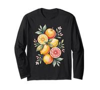 Vibrant Lemons Oranges Grapefruit Floral Boho Fruit Long Sleeve T-Shirt