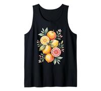 Vibrant Lemons Oranges Grapefruit Floral Boho Fruit Tank Top