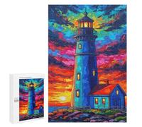 Vibrant Lighthouse at Sunset Jigsaw Puzzle, 1000 PCS, Indoor Activity for The Home, An Absorbing Project for Relaxed Weekends, for Family Fun