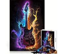 Vibrant Lightning Guitar Adult Jigsaw Puzzles 1000 Pieces Cognitive Workout Unwind Easily No Rough Edges Holiday Present (38x26cm)