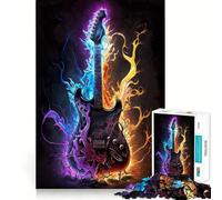 Vibrant Lightning Guitar Jigsaw Puzzles 1000 Piece for Adults Recall Fun Play Firm Fit Secure Assembly Family Fun Night Activity (50x75cm)