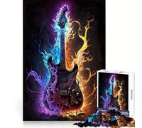 Vibrant Lightning Guitar Jigsaw Puzzles 1000 Piece for Adults Sharp Mind Easy Enjoyment Firm Fit Festive Present (38x52cm)