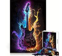 Vibrant Lightning Guitar Jigsaw Puzzles for Adults1000 Piece Strategic Think Soothing Hobby Precise Fit (50x75cm)