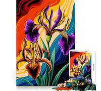 Vibrant Lily Iris Blooms in Abstract Waves 1000 Pieces Jigsaw Puzzles for Teenagers Reasoning Practice Calm Recreation Premium Edges Thoughtful Gift (38x52cm)