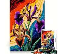 Vibrant Lily Iris Blooms in Abstract Waves 1000 Pieces Puzzles for Adults Cognitive Memory Easy Relaxation Crisp Edges Unique Gift (38x26cm)